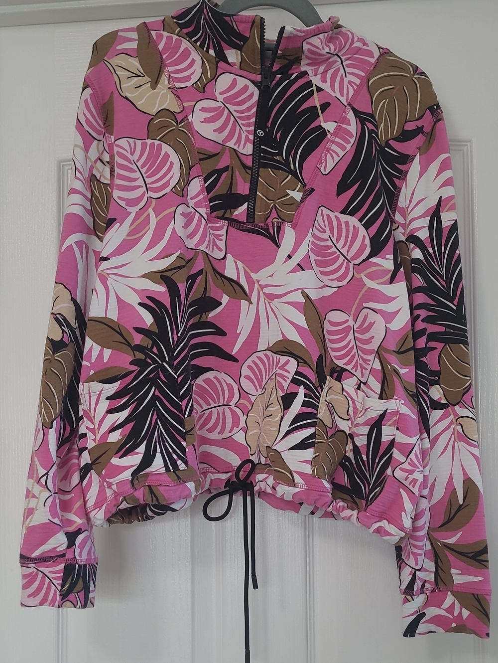 Talbots Women’s Pink Tropical Print Half-Zip Pullover